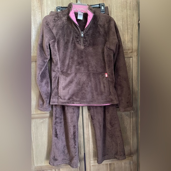 EUC. The North Face Brown Teddy Jacket/Pants Plush Outerwear - Picture 1 of 10
